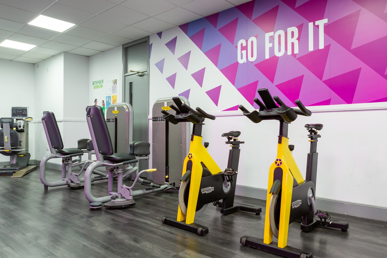 Fitness equipment at Walthamstow Leisure Centre, including bikes and gym machines.